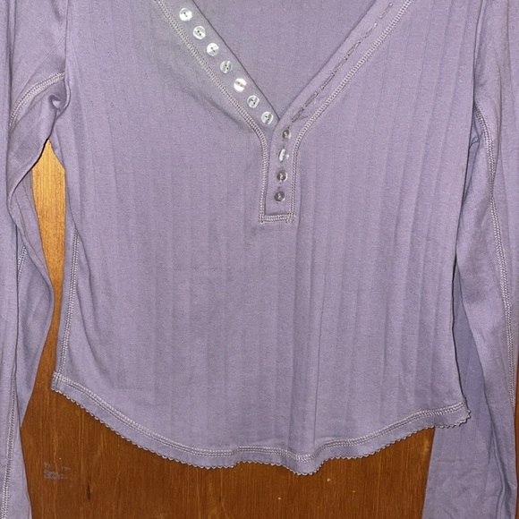 •FREE PEOPLE•NWT LILAC FREE PEOPLE COFEE CHAT KNIT LONG SLEEVE TOP SIZE MEDIUM - Picture 6 of 11